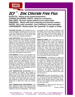 ZCF ™- Zinc Chloride Free Flux EUTECTIC - Works at the Lowest Temperature