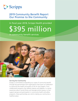 In Fiscal Year 2018, Scripps Health Provided $395 Million in Community Benefit Services
