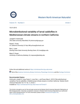 Microdistributional Variability of Larval Caddisflies in Mediterranean-Climate Streams in Northern California