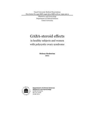 GABA-Steroid Effects in Healthy Subjects and Women with Polycystic Ovary Syndrome