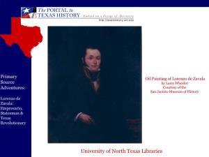 University of North Texas Libraries Primary Source Adventures: See a Transcript on the Following Slide