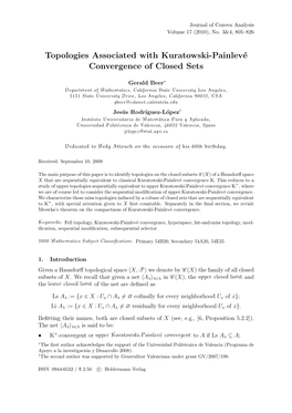 Topologies Associated with Kuratowski-Painlevé Convergence