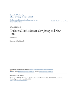 Traditional Irish Music in New Jersey and New York Peter L