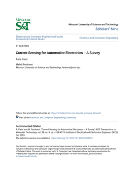 Current Sensing for Automotive Electronics -- a Survey