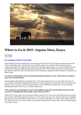 Where to Go in 2015: Angama Mara, Kenya
