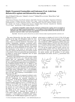 Highly Oxygenated Guaianolides and Eudesman-12-Oic Acids from Balsamorhiza Sagittata and Balsamorhiza Macrophylla