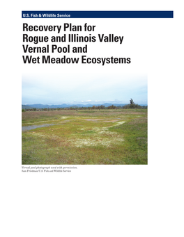 Recovery Plan for Rogue and Illinois Valley Vernal Pool and Wet Meadow Ecosystems