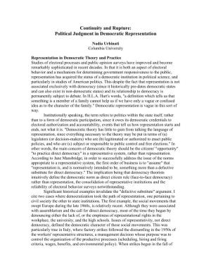 Political Judgment in Democratic Representation