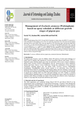 Management of Exelastis Atomosa (Walsingham) Based on Spray Schedule at Different Growth Stages of Pigeon