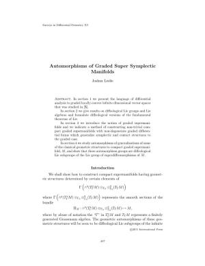 Automorphisms of Graded Super Symplectic Manifolds