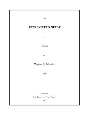 Abbreviated Chicago Style Booklet
