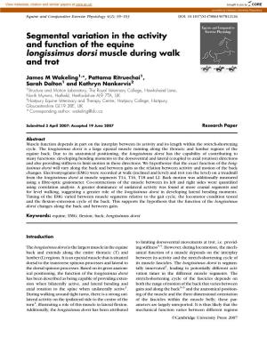 Segmental Variation in the Activity and Function of the Equine Longissimus Dorsi Muscle During Walk and Trot