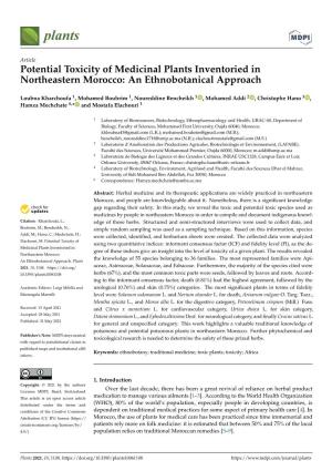 Potential Toxicity of Medicinal Plants Inventoried in Northeastern Morocco: an Ethnobotanical Approach