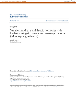 Variation in Adrenal and Thyroid Hormones with Life-History