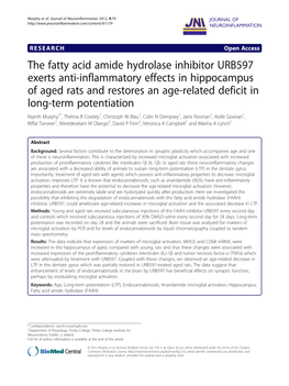 The Fatty Acid Amide Hydrolase Inhibitor URB597 Exerts Anti