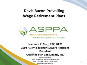 Davis Bacon Prevailing Wage Retirement Plans