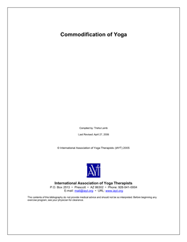 Commodification of Yoga