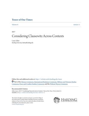 Considering Clausewitz Across Contexts Laura Salter Harding University, Lsalter@Harding.Edu