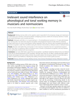 Irrelevant Sound Interference on Phonological and Tonal Working