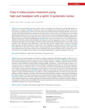 Class II Malocclusion Treatment Using High-Pull Headgear with a Splint: a Systematic Review