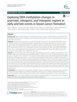 Exploring DNA Methylation Changes in Promoter, Intragenic, and Intergenic Regions As Early and Late Events in Breast Cancer Formation Garth H