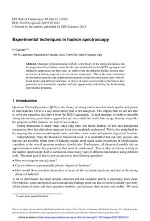 Experimental Techniques in Hadron Spectroscopy