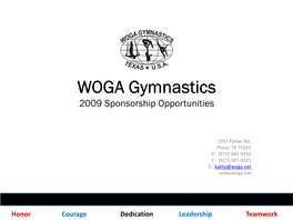 WOGA Gymnastics 2009 Sponsorship Opportunities