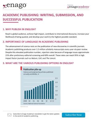 Academic Publishing: Writing, Submission, and Successful Publication