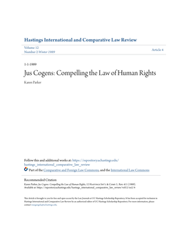 Jus Cogens: Compelling the Law of Human Rights Karen Parker