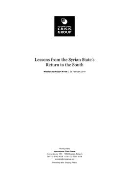 Lessons from the Syrian State's Return to the South