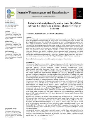 Botanical Description of Garden Cress
