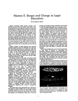 Warren E. Burger and Change in Legal Education