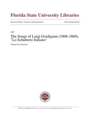 The Songs of Luigi Gordigiani (1806-1860), "Lo Schuberto Italiano" Thomas M