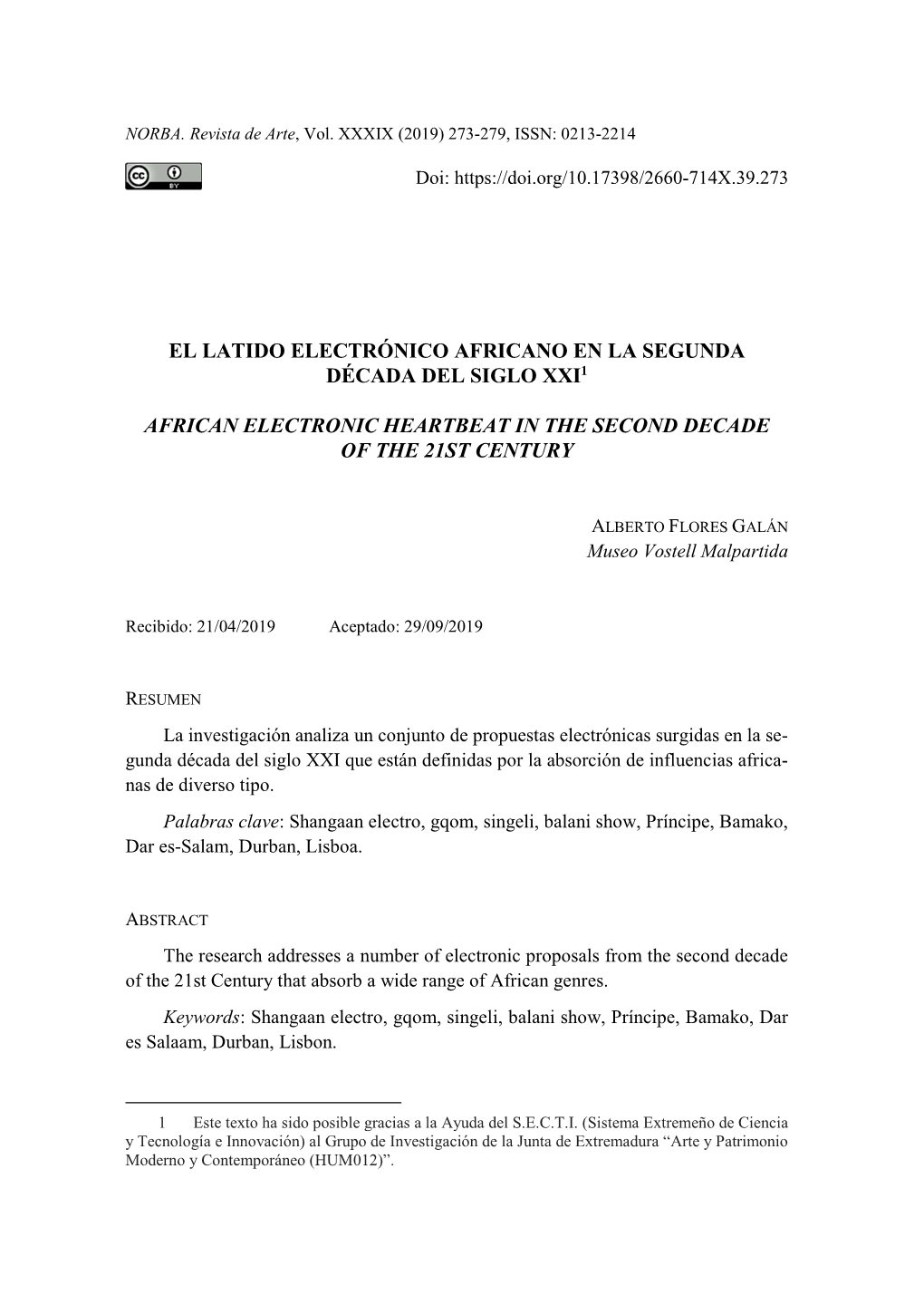 El Latido Electrónico Africano En La Segunda Década Del Siglo Xxi1