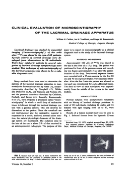Clinical Evaluation of Microscintigraphy of the Lacrimal Drainage Apparatus