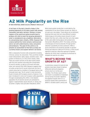 A2 Milk Popularity on the Rise by BEN VERSTEEG, SEMEX SALES & PRODUCT SPECIALIST