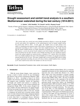 Drought Assessment and Rainfall Trend Analysis in a Southern Mediterranean Watershed During the Last Century (1914-2011)