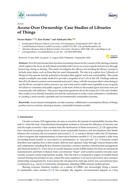 Access Over Ownership: Case Studies of Libraries of Things