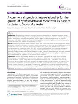 A Commensal Symbiotic Interrelationship for the Growth Of