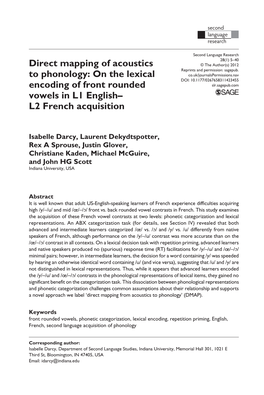 Direct Mapping of Acoustics to Phonology: on the Lexical Encoding