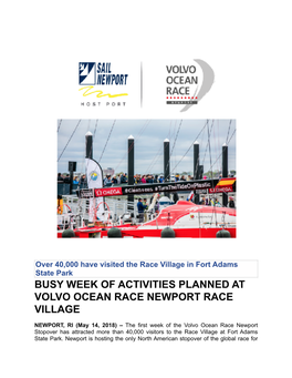 Busy Week of Activities Planned at Volvo Ocean Race Newport Race Village