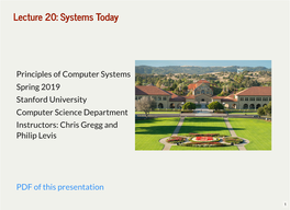 Lecture 20: Systems Today
