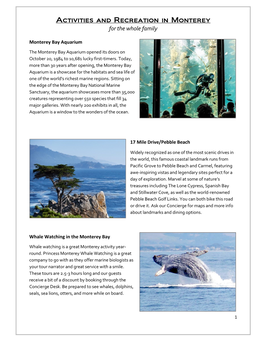 Activities and Recreation in Monterey for the Whole Family