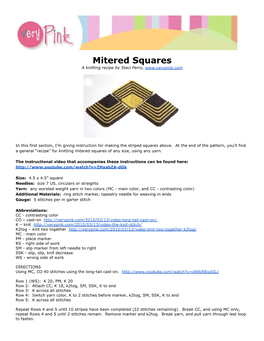 Mitered Squares a Knitting Recipe by Staci Perry