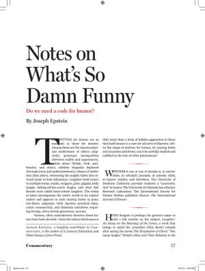 Notes on What's So Damn Funny