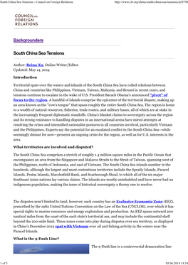 South China Sea Tensions - Council on Foreign Relations