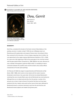 Dou, Gerrit Also Known As Dou, Gerard Dutch, 1613 - 1675