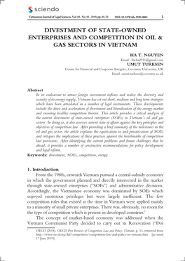 Divestment of State-Owned Enterprises and Competition in Oil & Gas Sectors in Vietnam