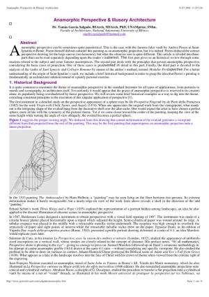 Anamorphic Perspective & Illusory Architecture