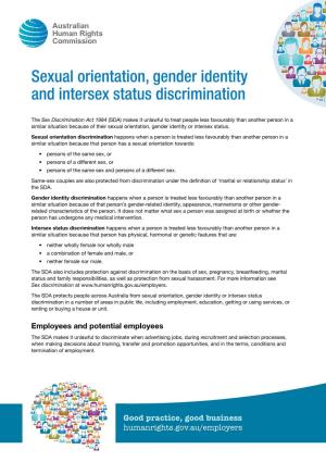 Sexual Orientation, Gender Identity and Intersex Status Discrimination